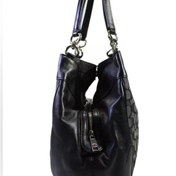 Coach Black and Gray Canvas & Leather Monogram Satchel. - Picture 3 of 10